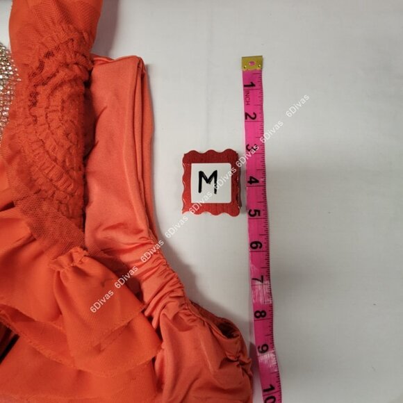 SEXY orange one shoulder figure hugging cocktail tight dress size M - Picture 10 of 12